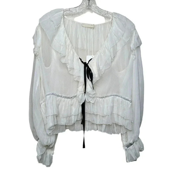 Ulla Johnson Vivian Blouse Pearl Size 8 100% Silk NWT - Picture 7 of 15